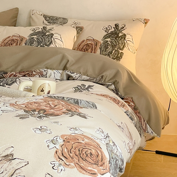 91家纺网 家纺一手货源 找家纺 琪格格纺织 2025新款磨毛印花四件套 卢浮花园