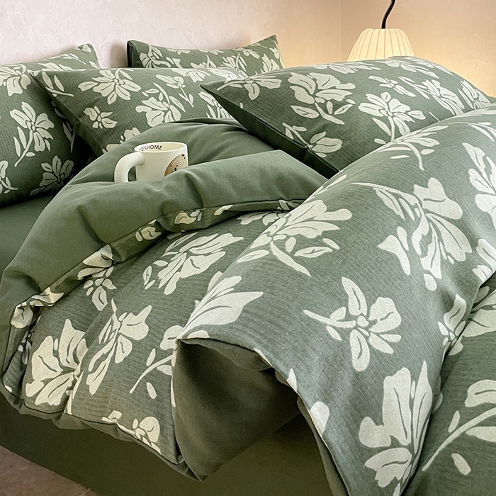 琪格格纺织 2025新款磨毛印花四件套 慕叶