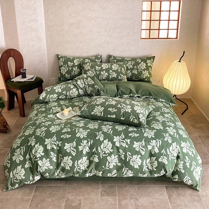 91家纺网 家纺一手货源 找家纺 琪格格纺织 2025新款磨毛印花四件套 慕叶