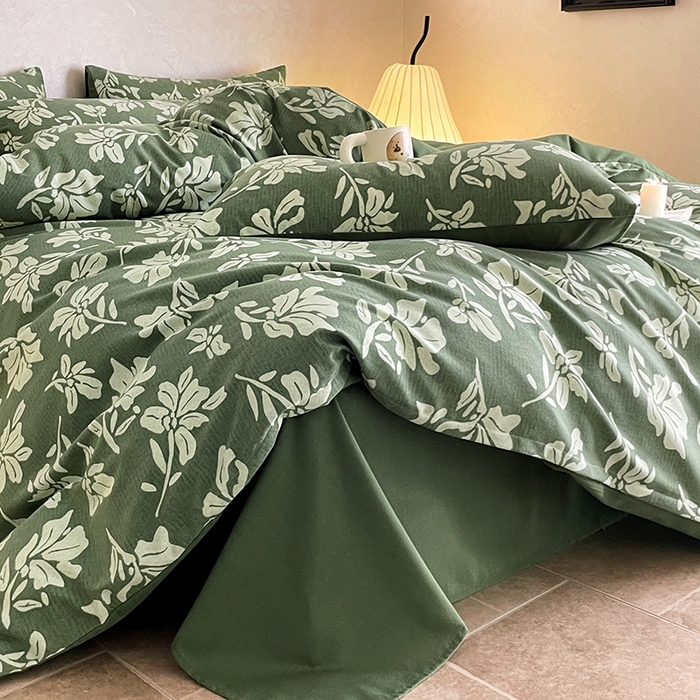 91家纺网 家纺一手货源 找家纺 琪格格纺织 2025新款磨毛印花四件套 慕叶