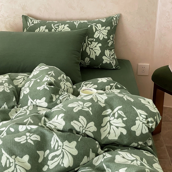 91家纺网 家纺一手货源 找家纺 琪格格纺织 2025新款磨毛印花四件套 慕叶