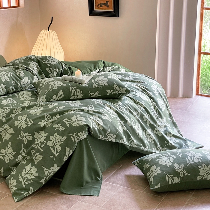 91家纺网 家纺一手货源 找家纺 琪格格纺织 2025新款磨毛印花四件套 慕叶