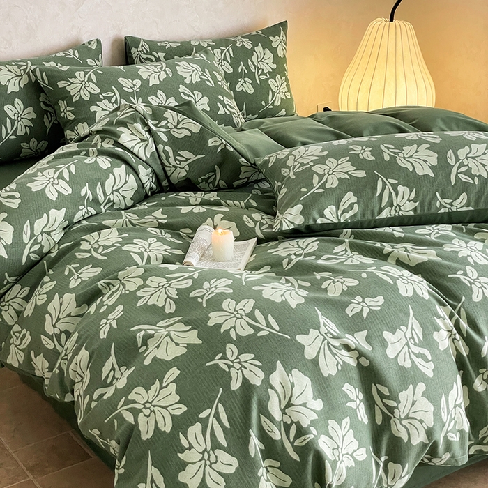 91家纺网 家纺一手货源 找家纺 琪格格纺织 2025新款磨毛印花四件套 慕叶