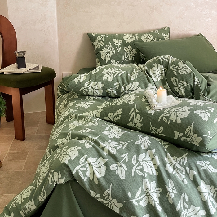 91家纺网 家纺一手货源 找家纺 琪格格纺织 2025新款磨毛印花四件套 慕叶