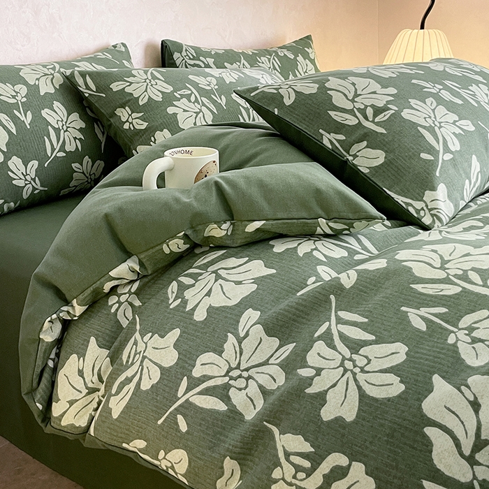 91家纺网 家纺一手货源 找家纺 琪格格纺织 2025新款磨毛印花四件套 慕叶