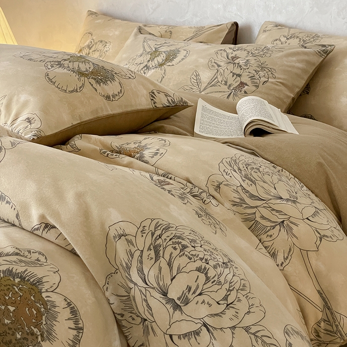 91家纺网 家纺一手货源 找家纺 琪格格纺织 2025新款磨毛印花四件套 素韵