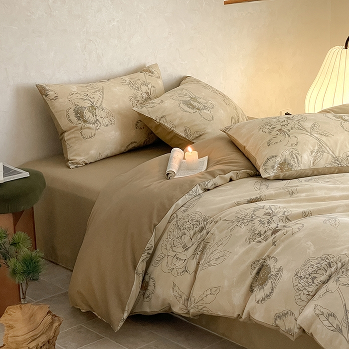 91家纺网 家纺一手货源 找家纺 琪格格纺织 2025新款磨毛印花四件套 素韵