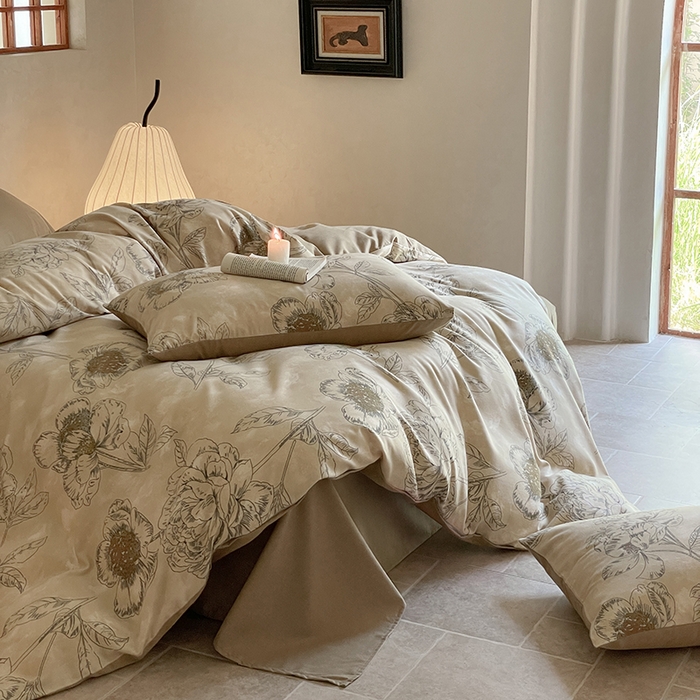 91家纺网 家纺一手货源 找家纺 琪格格纺织 2025新款磨毛印花四件套 素韵