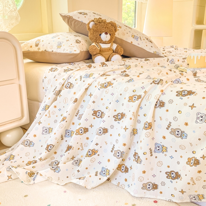 91家纺网 家纺一手货源 找家纺 （总）朵朵家纺 2025新款双层纱单床单床单三件套（可定制尺寸）