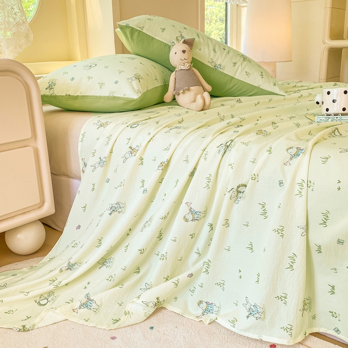 91家纺网 家纺一手货源 找家纺 （总）朵朵家纺 2025新款双层纱单床单床单三件套（可定制尺寸）