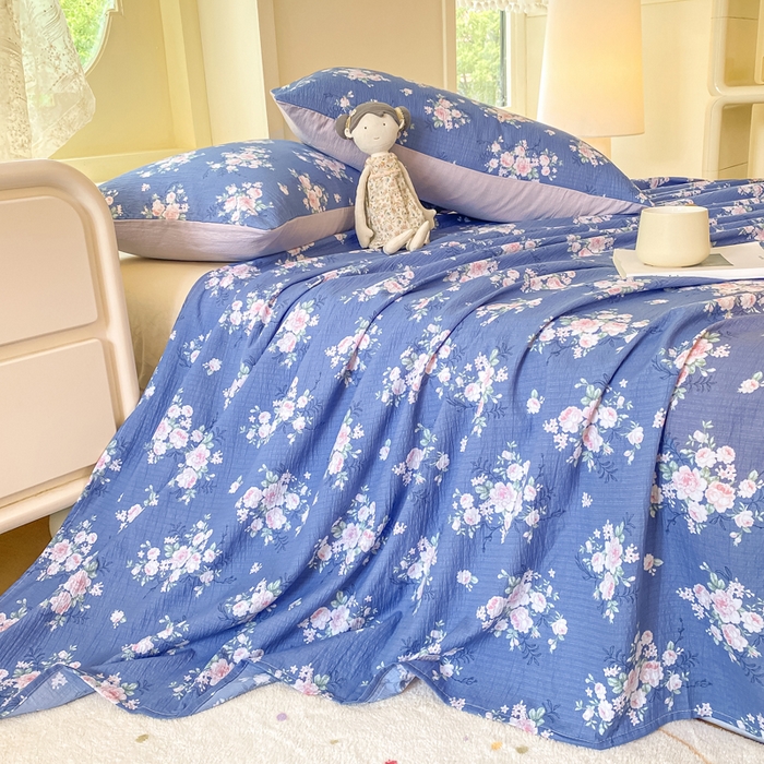 91家纺网 家纺一手货源 找家纺 （总）朵朵家纺 2025新款双层纱单床单床单三件套（可定制尺寸）