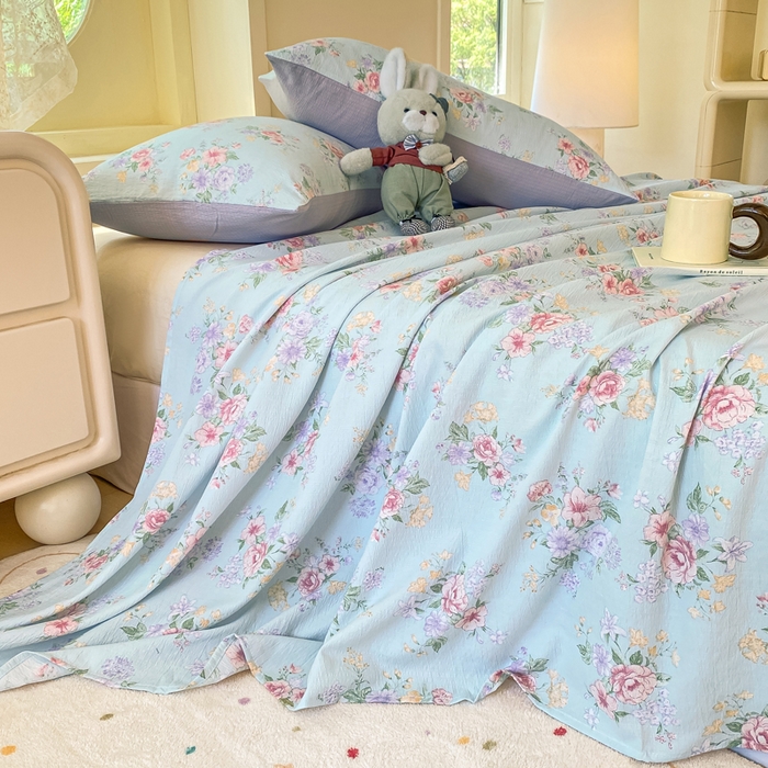 91家纺网 家纺一手货源 找家纺 （总）朵朵家纺 2025新款双层纱单床单床单三件套（可定制尺寸）