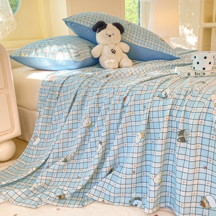 91家纺网 家纺一手货源 找家纺 （总）朵朵家纺 2025新款双层纱单床单床单三件套（可定制尺寸）