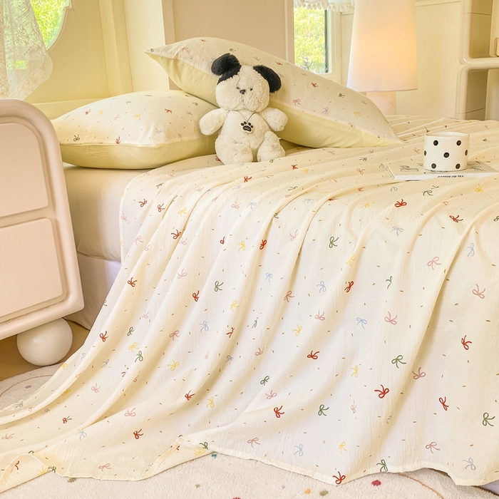 91家纺网 家纺一手货源 找家纺 （总）朵朵家纺 2025新款双层纱单床单床单三件套（可定制尺寸）