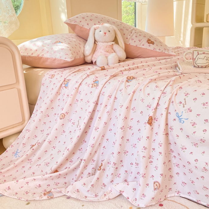 91家纺网 家纺一手货源 找家纺 （总）朵朵家纺 2025新款双层纱单床单床单三件套（可定制尺寸）