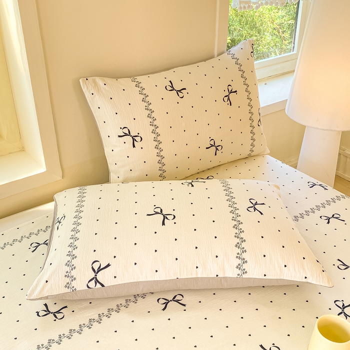 91家纺网 家纺一手货源 找家纺 朵朵家纺 2025新款双层纱单床单床单三件套（可定制尺寸） 法式蝴蝶结