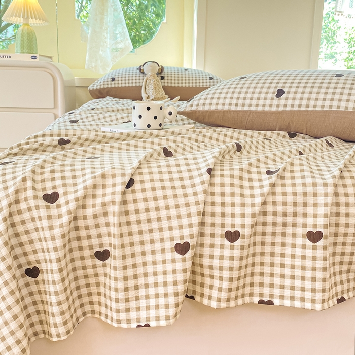 91家纺网 家纺一手货源 找家纺 朵朵家纺 2025新款双层纱单床单床单三件套（可定制尺寸） 心动