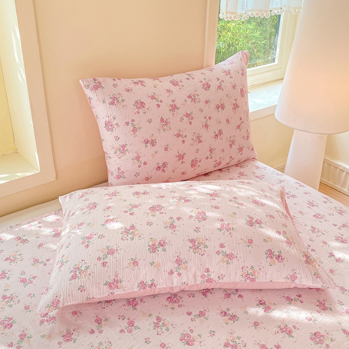 91家纺网 家纺一手货源 找家纺 朵朵家纺 2025新款双层纱单床单床单三件套（可定制尺寸） 玫瑰庄园