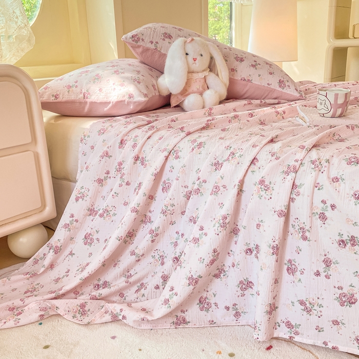 朵朵家纺 2025新款双层纱单床单床单三件套（可定制尺寸） 玫瑰庄园