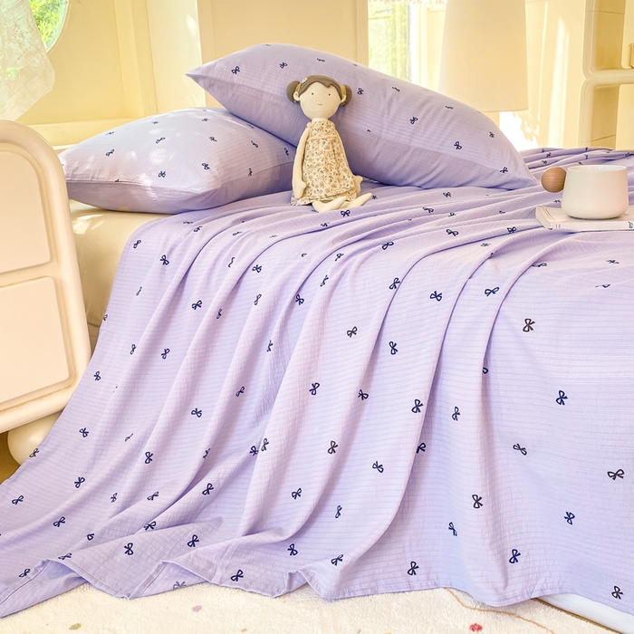 91家纺网 家纺一手货源 找家纺 （总）朵朵家纺 2025新款双层纱单床单床单三件套（可定制尺寸）