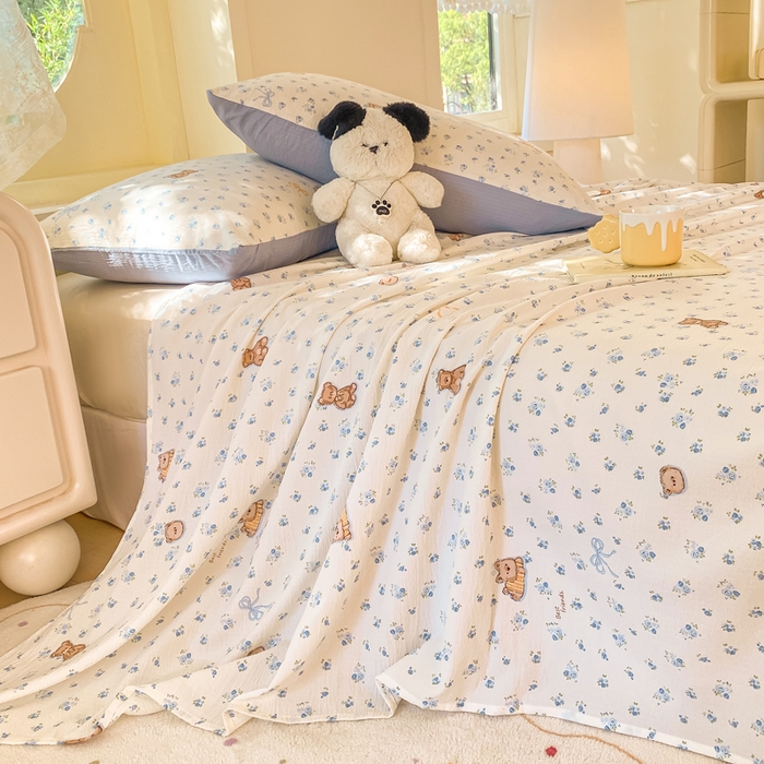 91家纺网 家纺一手货源 找家纺 （总）朵朵家纺 2025新款双层纱单床单床单三件套（可定制尺寸）