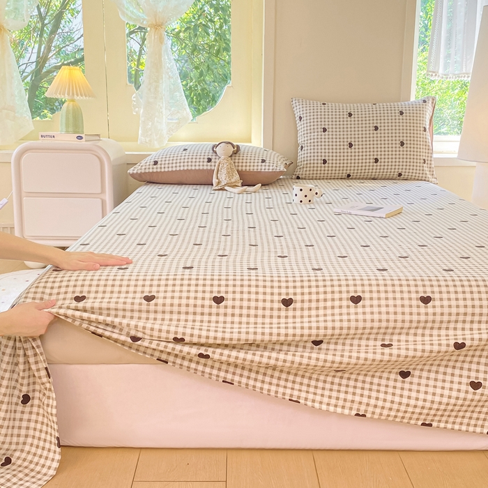 91家纺网 家纺一手货源 找家纺 朵朵家纺 2025新款双层纱单床单床单三件套（可定制尺寸） 心动