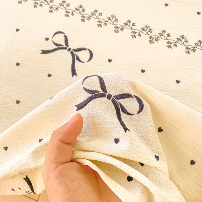 91家纺网 家纺一手货源 找家纺 朵朵家纺 2025新款双层纱单床单床单三件套（可定制尺寸） 法式蝴蝶结