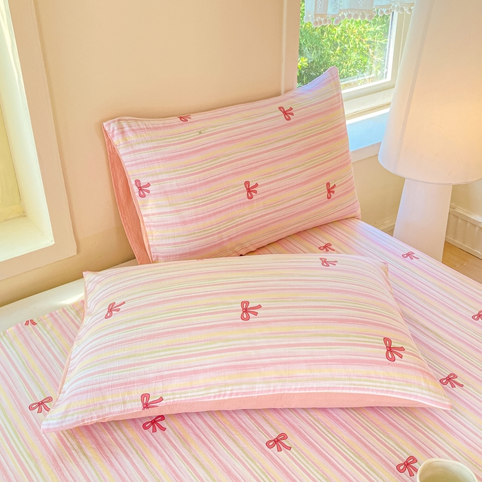 91家纺网 家纺一手货源 找家纺 朵朵家纺 2025新款双层纱单床单床单三件套（可定制尺寸） 情人节