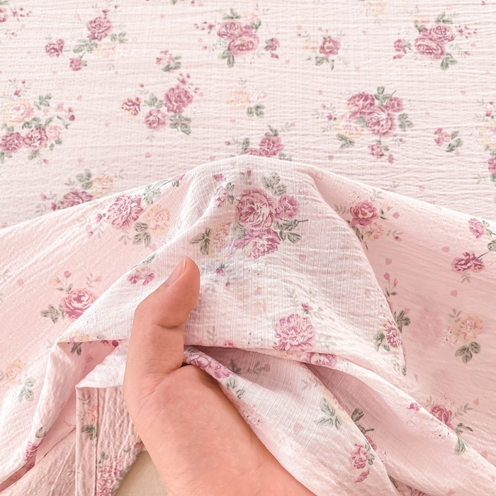 91家纺网 家纺一手货源 找家纺 朵朵家纺 2025新款双层纱单床单床单三件套（可定制尺寸） 玫瑰庄园