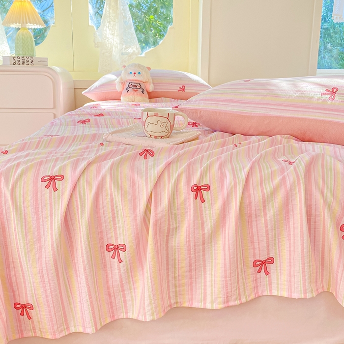 91家纺网 家纺一手货源 找家纺 朵朵家纺 2025新款双层纱单床单床单三件套（可定制尺寸） 情人节