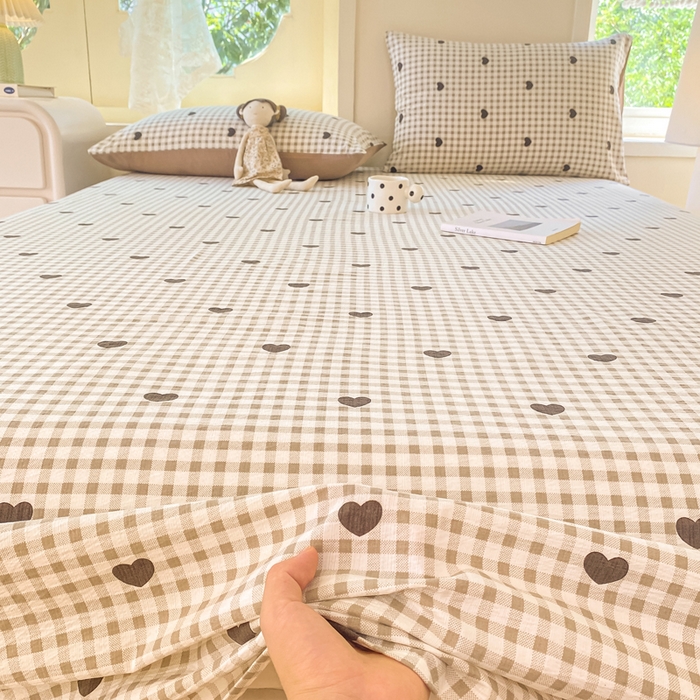 91家纺网 家纺一手货源 找家纺 朵朵家纺 2025新款双层纱单床单床单三件套（可定制尺寸） 心动