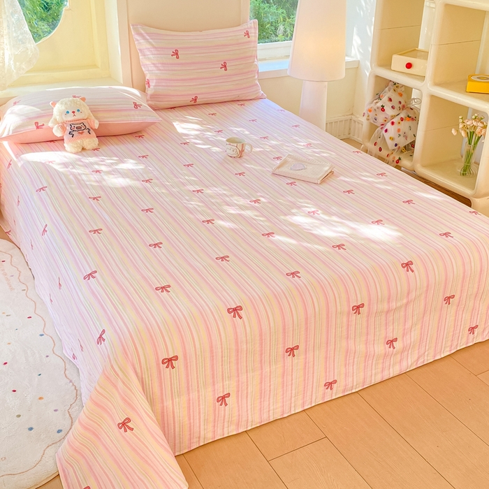 91家纺网 家纺一手货源 找家纺 朵朵家纺 2025新款双层纱单床单床单三件套（可定制尺寸） 情人节