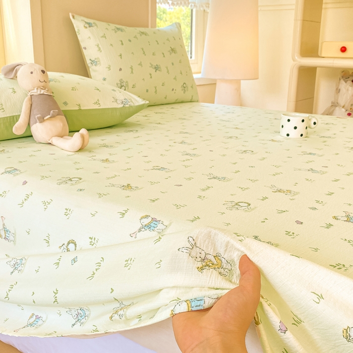 91家纺网 家纺一手货源 找家纺 朵朵家纺 2025新款双层纱单床单床单三件套（可定制尺寸） 音乐派