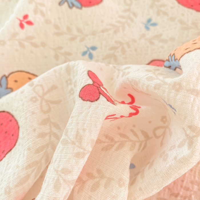 91家纺网 家纺一手货源 找家纺 朵朵家纺 2025新款双层纱单床单床单三件套（可定制尺寸） 甜心草莓