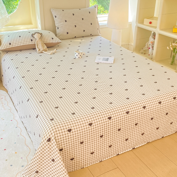 91家纺网 家纺一手货源 找家纺 朵朵家纺 2025新款双层纱单床单床单三件套（可定制尺寸） 心动