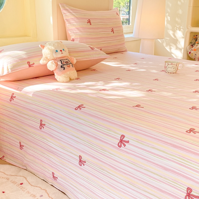 91家纺网 家纺一手货源 找家纺 朵朵家纺 2025新款双层纱单床单床单三件套（可定制尺寸） 情人节