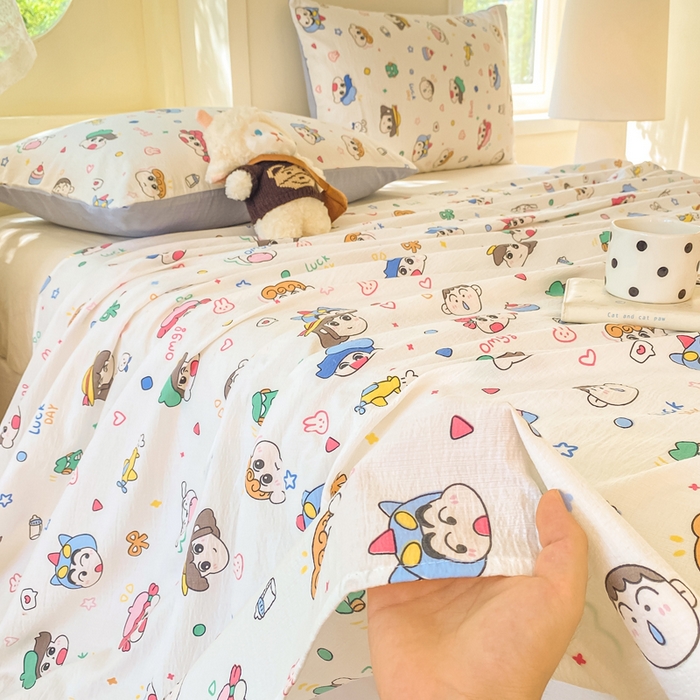 91家纺网 家纺一手货源 找家纺 朵朵家纺 2025新款双层纱单床单床单三件套（可定制尺寸） 快乐重年