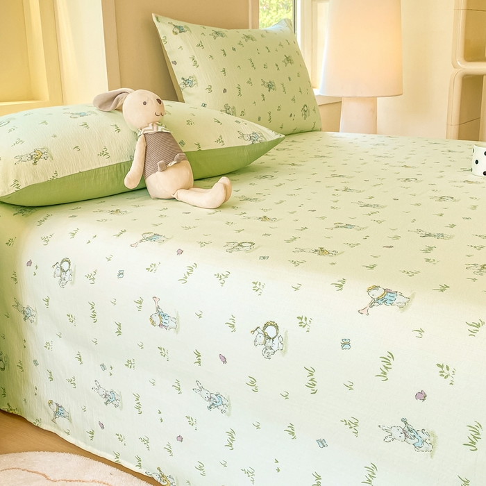 91家纺网 家纺一手货源 找家纺 朵朵家纺 2025新款双层纱单床单床单三件套（可定制尺寸） 音乐派