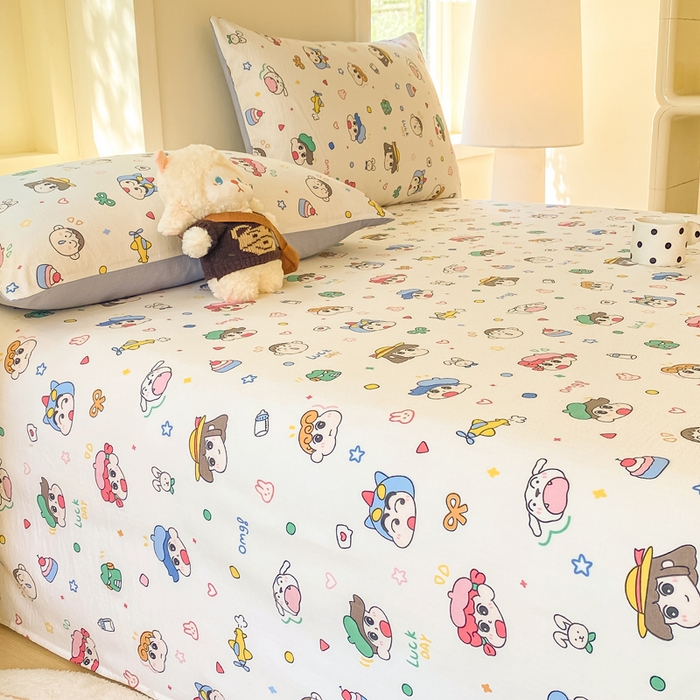 91家纺网 家纺一手货源 找家纺 朵朵家纺 2025新款双层纱单床单床单三件套（可定制尺寸） 快乐重年