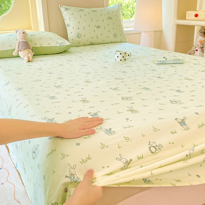 91家纺网 家纺一手货源 找家纺 朵朵家纺 2025新款双层纱单床单床单三件套（可定制尺寸） 音乐派