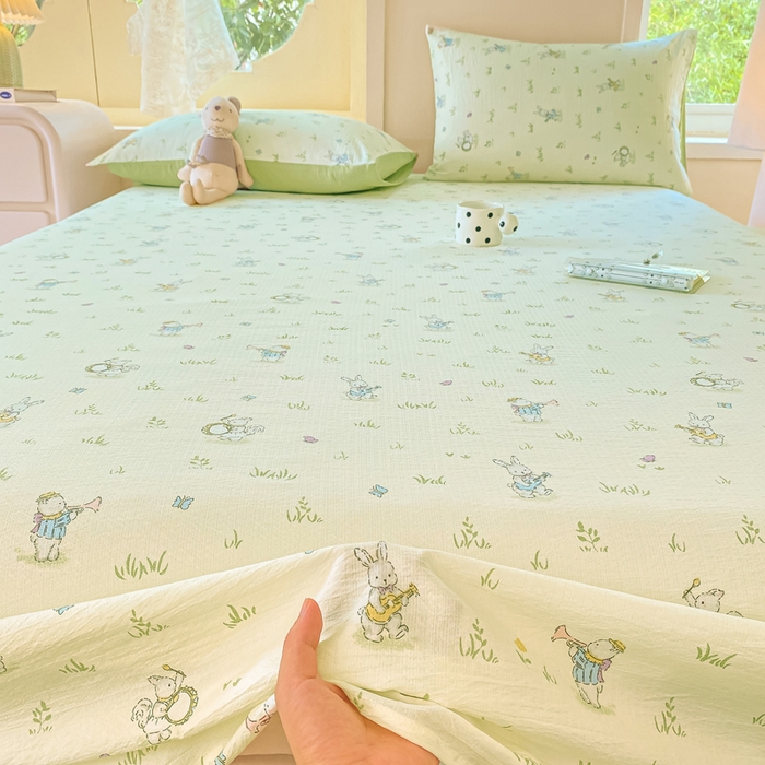 91家纺网 家纺一手货源 找家纺 朵朵家纺 2025新款双层纱单床单床单三件套（可定制尺寸） 音乐派