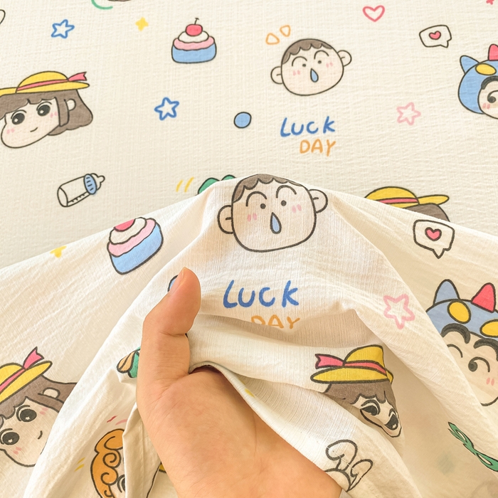 91家纺网 家纺一手货源 找家纺 朵朵家纺 2025新款双层纱单床单床单三件套（可定制尺寸） 快乐重年