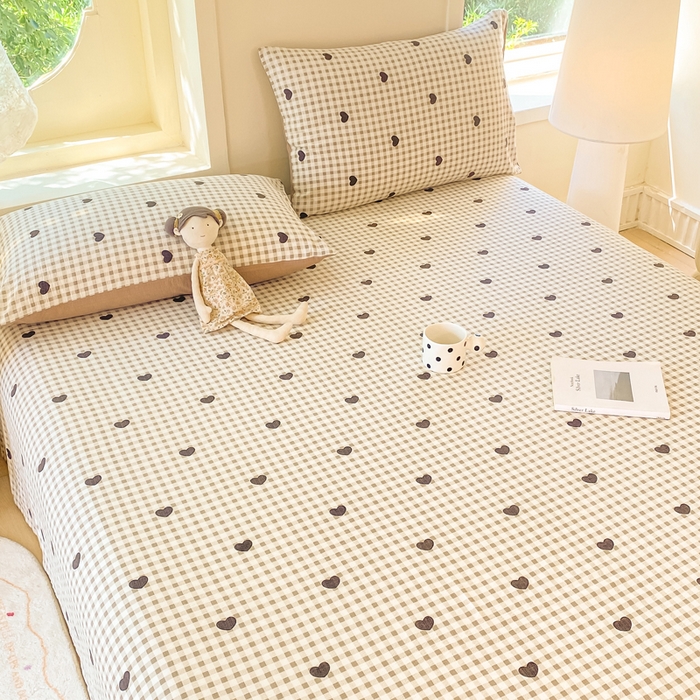 91家纺网 家纺一手货源 找家纺 朵朵家纺 2025新款双层纱单床单床单三件套（可定制尺寸） 心动