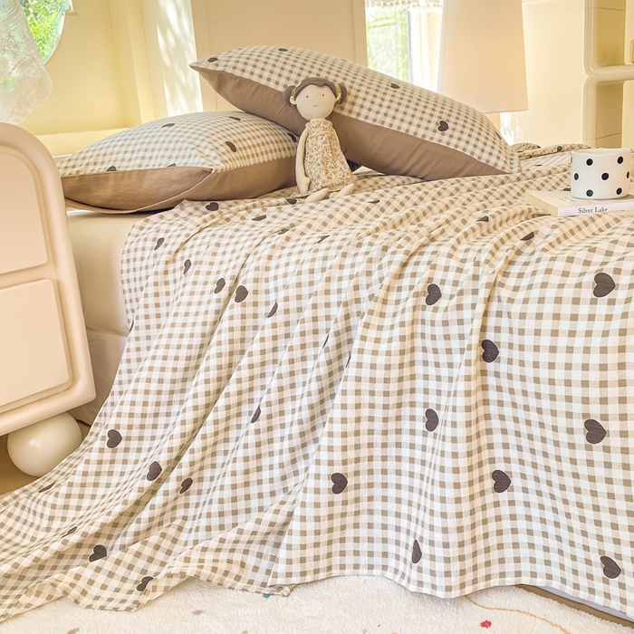 朵朵家纺 2025新款双层纱单床单床单三件套（可定制尺寸） 心动