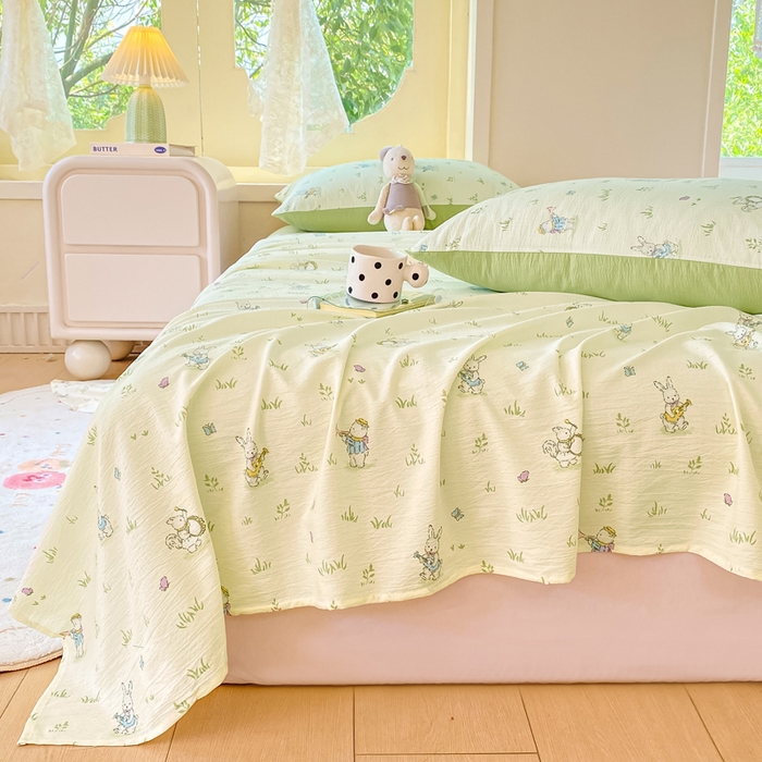 91家纺网 家纺一手货源 找家纺 朵朵家纺 2025新款双层纱单床单床单三件套（可定制尺寸） 音乐派