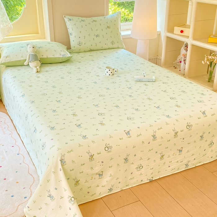 91家纺网 家纺一手货源 找家纺 朵朵家纺 2025新款双层纱单床单床单三件套（可定制尺寸） 音乐派