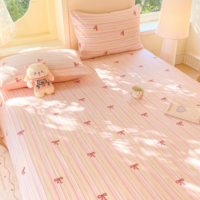 91家纺网 家纺一手货源 找家纺 朵朵家纺 2025新款双层纱单床单床单三件套（可定制尺寸） 情人节