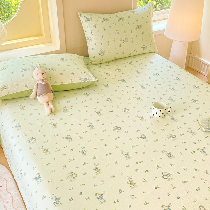 91家纺网 家纺一手货源 找家纺 朵朵家纺 2025新款双层纱单床单床单三件套（可定制尺寸） 音乐派