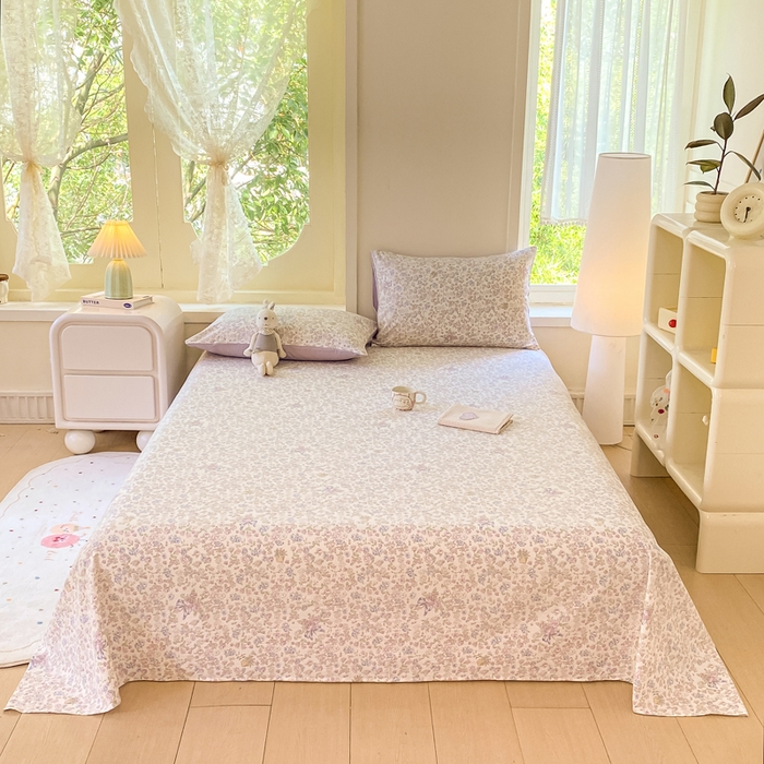 91家纺网 家纺一手货源 找家纺 朵朵家纺 2025新款双层纱单床单床单三件套（可定制尺寸） 锦上添花