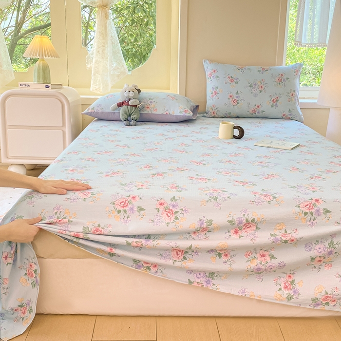 91家纺网 家纺一手货源 找家纺 朵朵家纺 2025新款双层纱单床单床单三件套（可定制尺寸） 沁园春